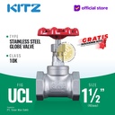 Globe Valve Stainless SUS304 KITZ Fig. 10 UCL , 1 1/2" - 40A- 40mm , Drat / Screw