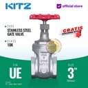 Gate Valve Stainless SUS304 KITZ Fig. 10 UE , 3" - 80A - 80mm , Drat / Screw