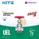 Gate Valve Stainless SUS304 KITZ Fig. 10 UEL , 1/2" - 15A - 15mm , Drat / Screw