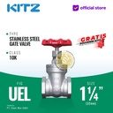 Gate Valve Stainless SUS304 KITZ Fig. 10 UEL , 1 1/4" - 32A - 32mm , Drat / Screw