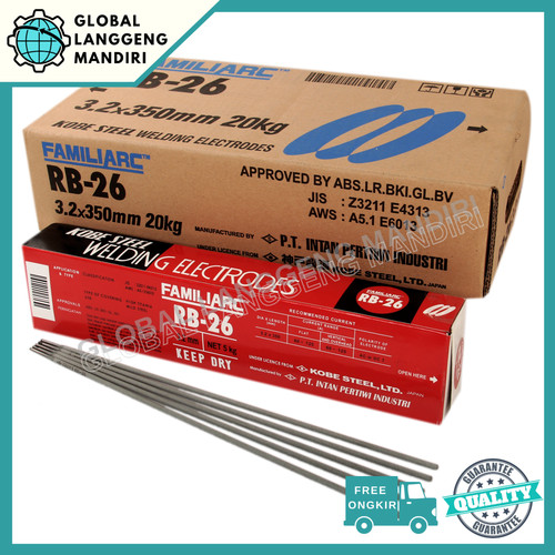 Kawat Las KOBELCO RB26 3.2MM (5KG)/ RB 26 3.2 MM STEEL KOBE
