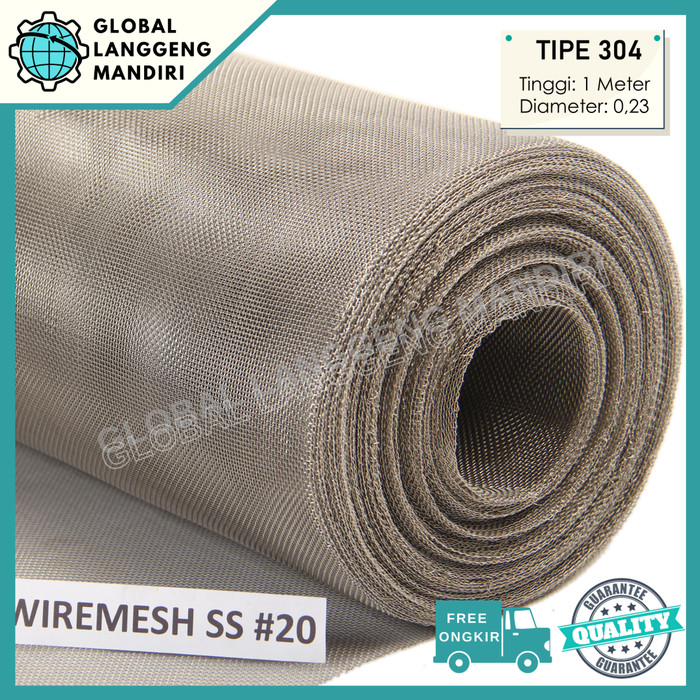 WIREMESH 20 STAINLESS (1M) TIPE 304 / TEBAL 0.23/0.26/0.30/0.32