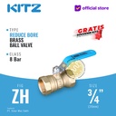 KITZ Ball Valve 8 bar , Gagang Biru , Fig. ZH , 3/4" - 20A - 20mm , Drat Screw