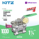 KITZ 3-Piece SUS Ball Valve Fig. 1000 AKU3TZM , 1 1/4" - 32mm , Drat Kasar NPT