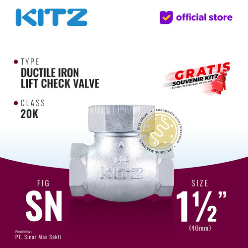 Lift Check Valve Ductile KITZ Fig. 20 SN , 1 1/2" - 40A - 40mm , Drat / Screw