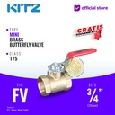 Mini Butterfly Valve Brass KITZ Fig. FV , 3/4" - 20A - 20mm , Drat / Screw