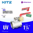 Mini Butterfly Valve SUS304 KITZ Fig. UV , 1 1/4" - 32A - 32mm , Drat / Screw