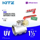 Mini Butterfly Valve SUS304 KITZ Fig. UV , 1 1/2" - 40A - 40mm , Drat / Screw