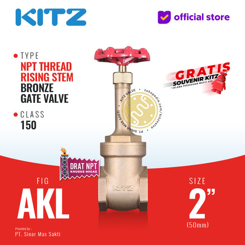 NPT Gate Valve Rising Stem Fig. 150 AKL , 2" - 50mm , Drat / Screw