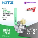 3-Way Ball Valve SUS316 KITZ Fig. UTH4T/LM , Drat / Screw