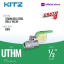 Ball Valve SUS KITZ Fig. 800 UTHM , 1/2" - 15A - 15mm , Drat / Screw