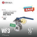 Ball Valve Flange-Less / Wafer , HISAKA Fig. WF3 , 1/2" - 15A - 15mm