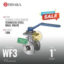 Ball Valve Flange-Less / Wafer , HISAKA Fig. WF3 , 1" - 25A - 25mm