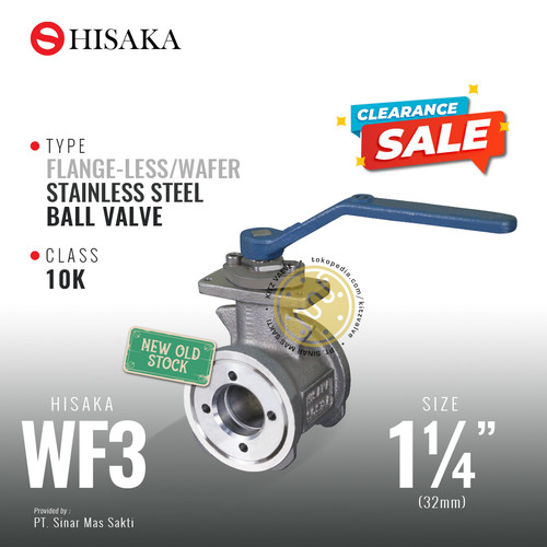 Ball Valve Flange-Less / Wafer , HISAKA Fig. WF3 , 1 1/4" - 32A - 32mm