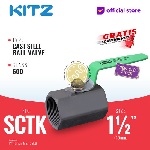 Ball Valve Carbon Steel KITZ Fig. 600 SCTK, 1 1/2" - 40A - 40mm , Drat