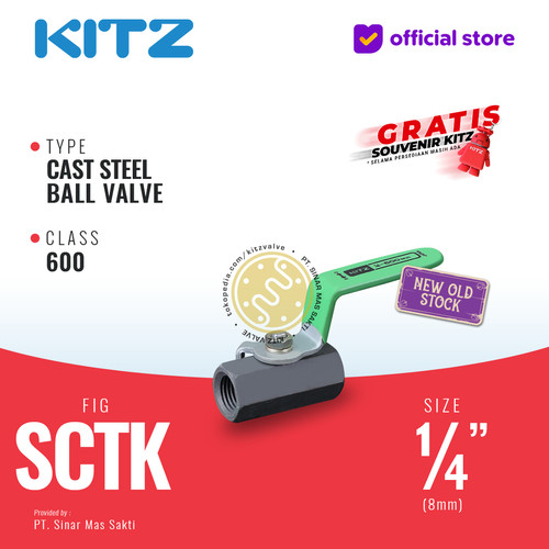 Ball Valve Carbon Steel KITZ Fig. 600 SCTK , 1/4" - 8A - 8mm , Drat