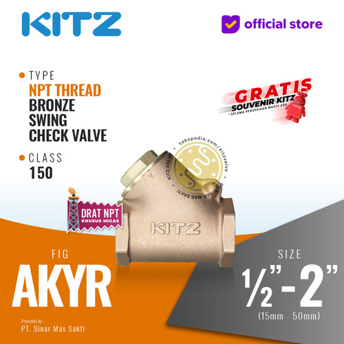 NPT Klep Tabok / Swing Check Valve KITZ Fig. AK150YR , Drat / Screw