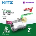 Ball Valve NPT SUS KITZ Fig. 600 AKUTKM , 2" - 50A - 50mm , Drat Kasar