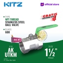 Ball Valve NPT SUS KITZ Fig. 600 AKUTKM , 1 1/2" - 40mm , Drat Kasar