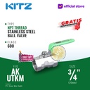 Ball Valve NPT SUS KITZ Fig. 600 AKUTKM , 3/4" - 20mm , Drat Kasar