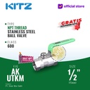 Ball Valve NPT SUS KITZ Fig. 600 AKUTKM , 1/2" - 15mm , Drat Kasar