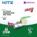 Ball Valve NPT SUS KITZ Fig. 600 AKUTKM , 3/8" - 10mm , Drat Kasar