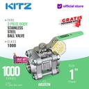 KITZ 3-Piece SUS Ball Valve Fig. 1000 AKU3TZM , 1" - 25mm , Drat NPT