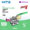 KITZ 3-Piece SUS Ball Valve Fig. 1000 AKU3TZFM , 3/8" - 10mm, Drat Kasar NPT