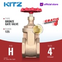 KITZ Bronze Gate Valve Fig. 125 H , 4" - 100A - 100mm , Drat / Screw