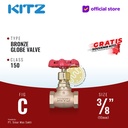 KITZ Bronze Globe Valve Fig. 150 C , 3/8" - 10A - 10mm , Drat / Screw