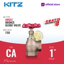 KITZ Angle Globe Valve Fig. 150 CA , 1" - 25A - 25mm , Drat / Screw
