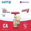 KITZ Angle Globe Valve Fig. 150 CA , 3/4" - 20A - 20mm , Drat / Screw