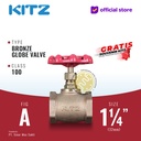 KITZ Bronze Globe Valve Fig. 100 A , 1 1/4" - 32mm , Drat / Screw