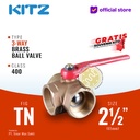 3-Way Ball Valve KITZ Fig. 400 TN , 2 1/2" - 65A - 65mm , Drat / Screw