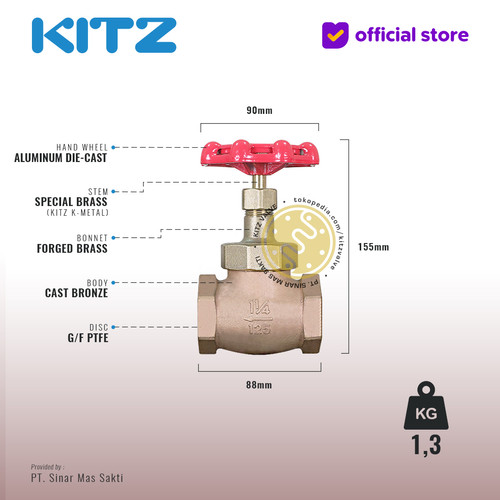 Globe Valve Soft Seat KITZ Fig. 125 G , 1 1/4" - 32mm , Drat / Screw