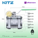 KITZ 3-Piece SUS Ball Valve Fig. 1000 AKU3TZM , 2" - 50mm , Drat Kasar NPT