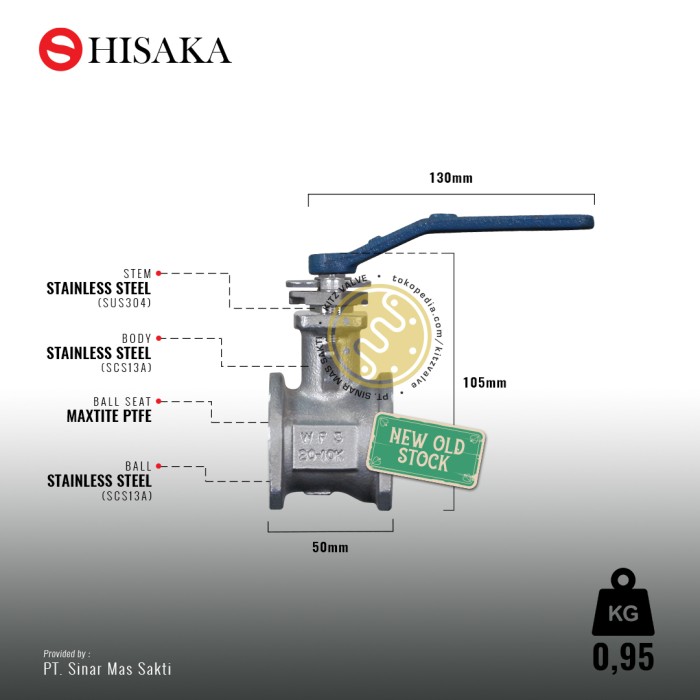 Ball Valve SUS Flange-Less / Wafer , HISAKA Fig. WF3