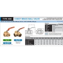 3-Way Ball Valve KITZ Fig. 400 TN , 3/8" - 10A - 10mm , Drat / Screw