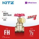 KITZ Brass Gate Valve Fig. 125FH 1/2" - 15A - 15mm , Drat / Screw