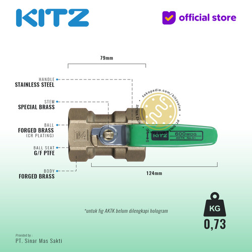 NPT Ball Valve KITZ Fig. 600 AKTK , 1 1/4" - 32mm , Drat Kasar