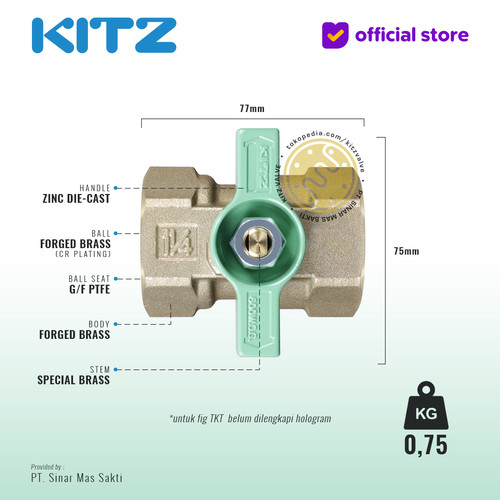 KITZ Compact Ball Valve Fig. 600 TKT, 1 1/4" - 32A - 32mm , Drat Screw