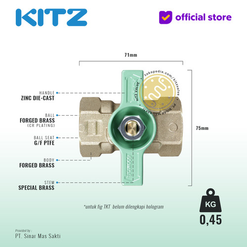 KITZ Compact Ball Valve Fig. 600 TKT, 1" - 25A - 25mm , Drat Screw