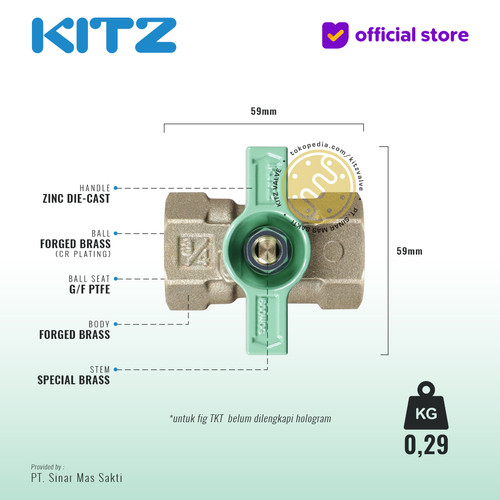 KITZ Compact Ball Valve Fig. 600 TKT, 3/4" - 20A - 20mm , Drat Screw