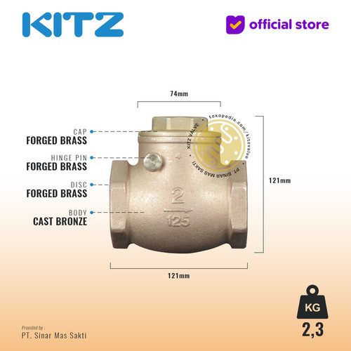 Klep Tabok / Check Valve KITZ Fig. 125 R, 2" - 50mm , Drat / Screw