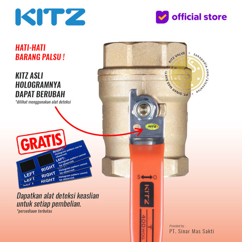 KITZ Brass Ball Valve Fig. 400 T , 1/2" - 15A - 15mm , Drat / Screw