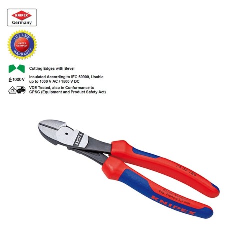Knipex - Tang Potong Diagonal Tuas Tinggi 200 mm - Black Polished
