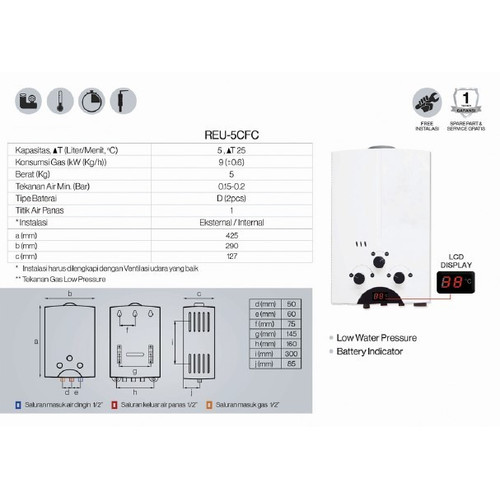 PEMANAS AIR WATER HEATER RINNAI REU-5CFC