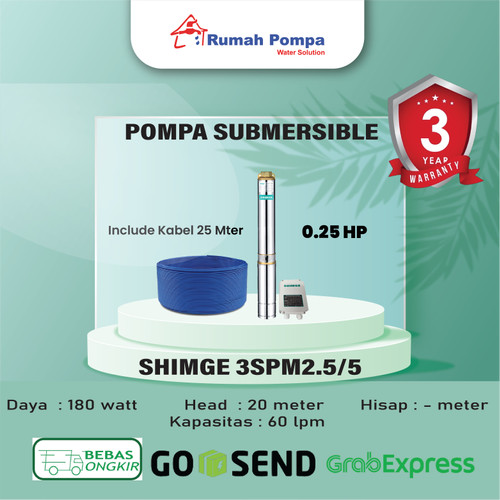 Pompa Submersible 3 Inc SHIMGE 3SPM2,5/5 + Kabel 25 M