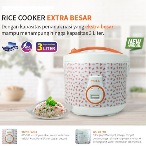 Rice Cooker 3 Liter Kirin KRC 188