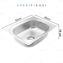 KITCHEN SINK 5040 | BAK TEMPAT CUCI PIRING STAINLESS STEEL